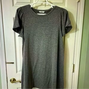 Cable & Gauge Heather Gray knee length knit dress puff sleeves stretch woman 1X